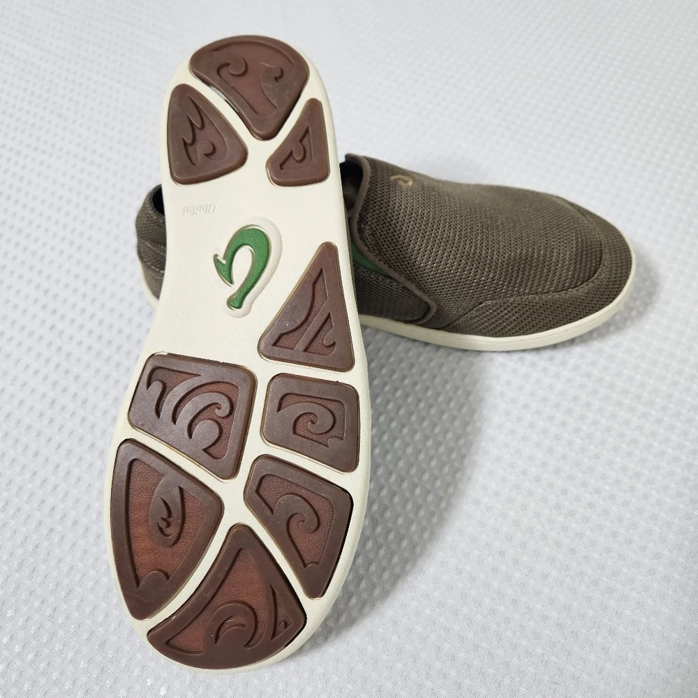 OluKai Mens Nohea Mesh Shoes Slip-On Summer Coastal Breathable Comfort Brown 9.5